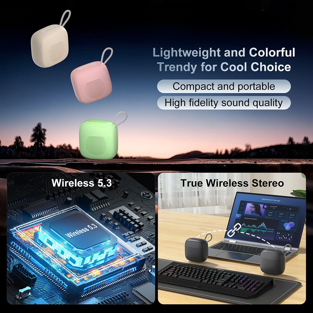 Macaron‑Style Portable Wireless Bluetooth Speaker, Enhanced Bass Audio Output, Lyric Sync Display, Compact Light‑Weight Bluetooth Audio Player for Home, Outdoor Travel and Party Use