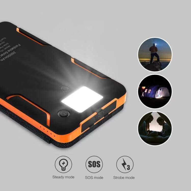 Foldable solar charger large capacity waterproof outdoor lighting mobile power bank 10000 mAh
