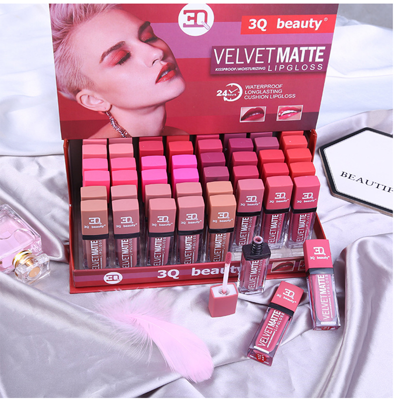 LP-8980 Waterproof Long Lasting 24 Colors lipstick Set Matte Lip Gloss Durable Liquid Lipgloss Set, 48PCS/BOX
