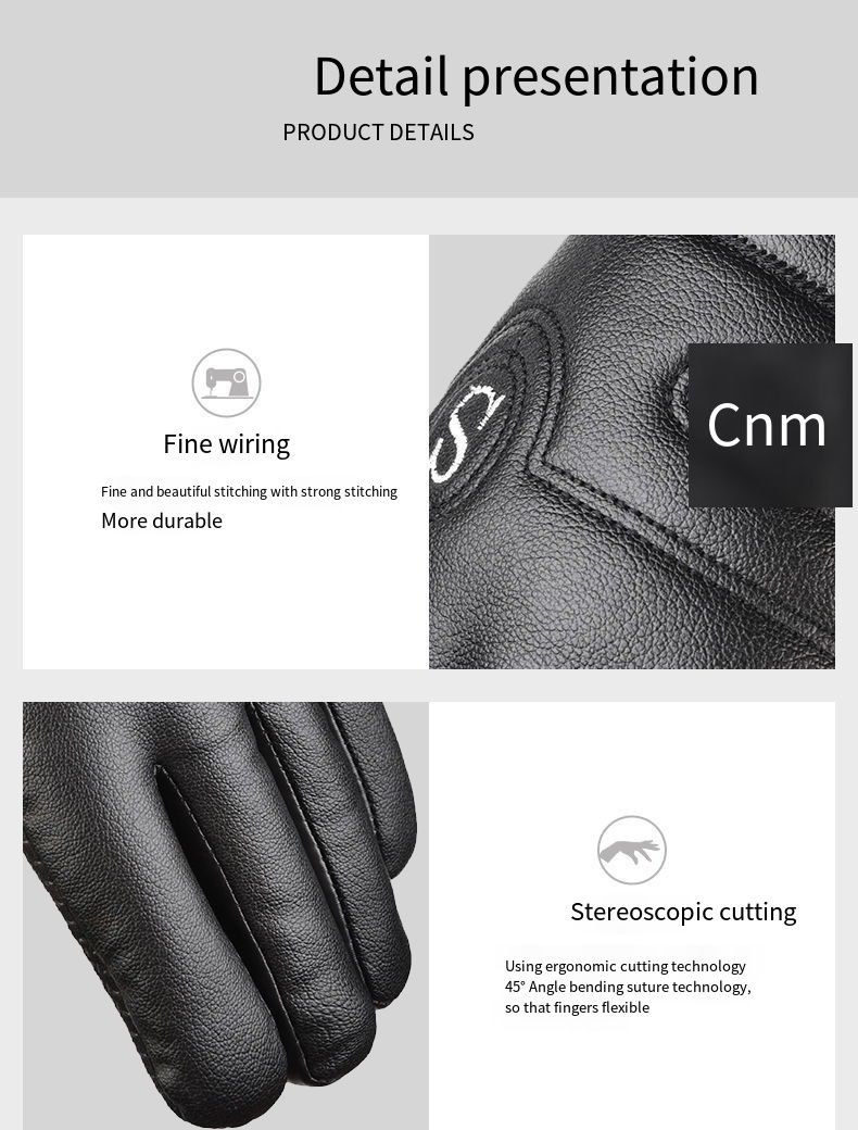 Men's riding gloves Warm waterproof windproof motorcycle riding PU cotton gloves