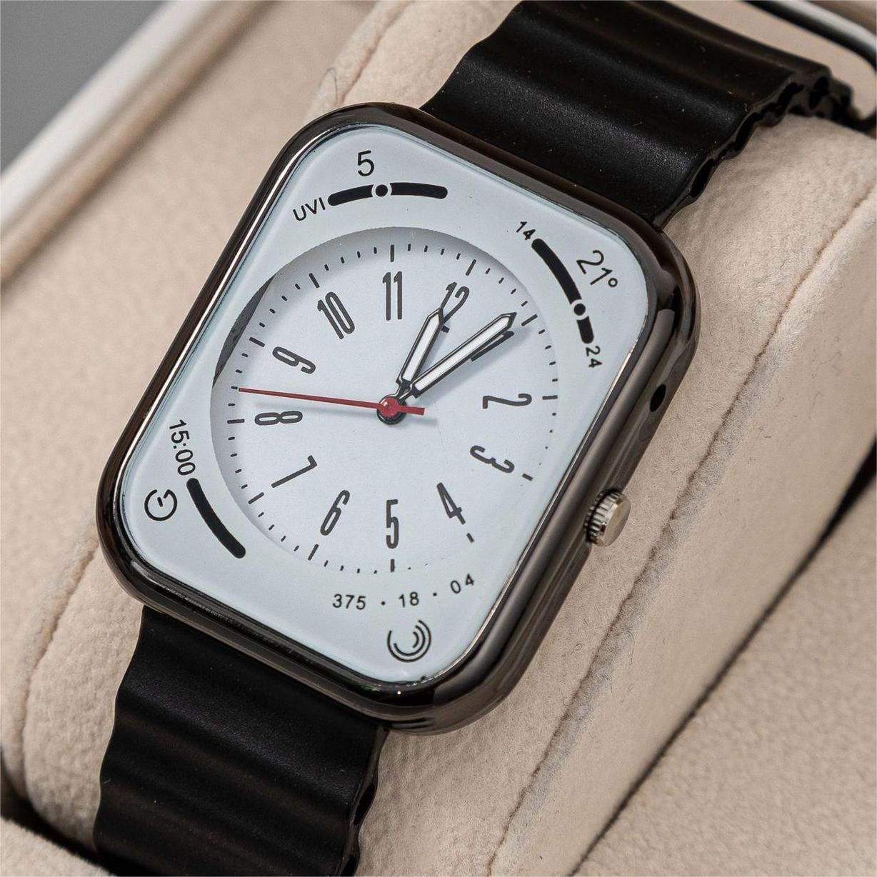 Men's and Women's Fashion Square Silicone Strap Watch Not Waterproof Quartz Watch