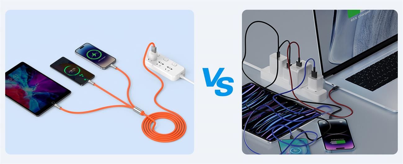 Multi Charging Cable, 3 in 1 Charger Cord, 120W USB-C Fast Charge, 4ft Multiple USB Cable Universal Charging Cord with iOS/Type-C/Micro USB, for Phones, iPad, MacBook