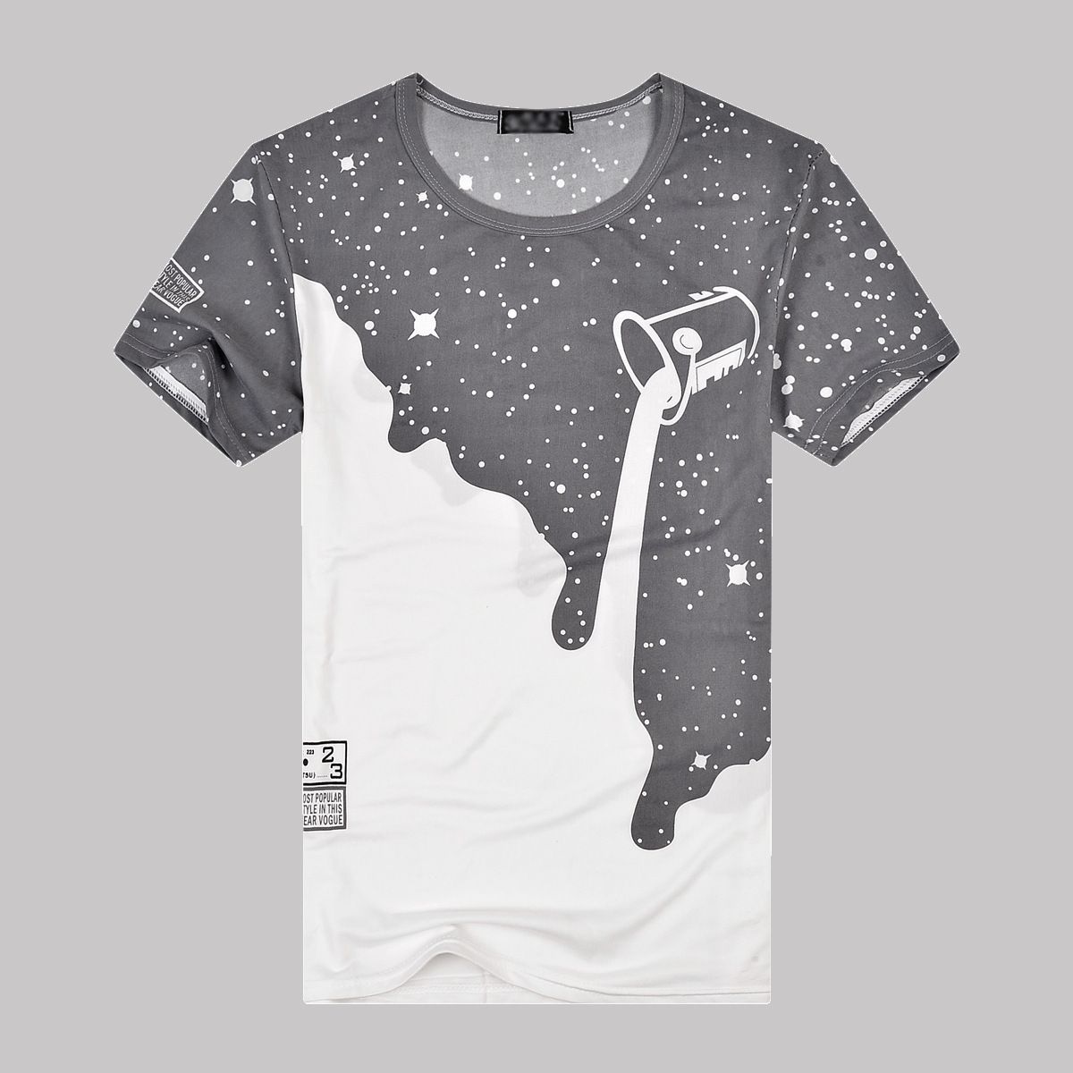 Men T-shirts sky stars milk short sleeved patterns