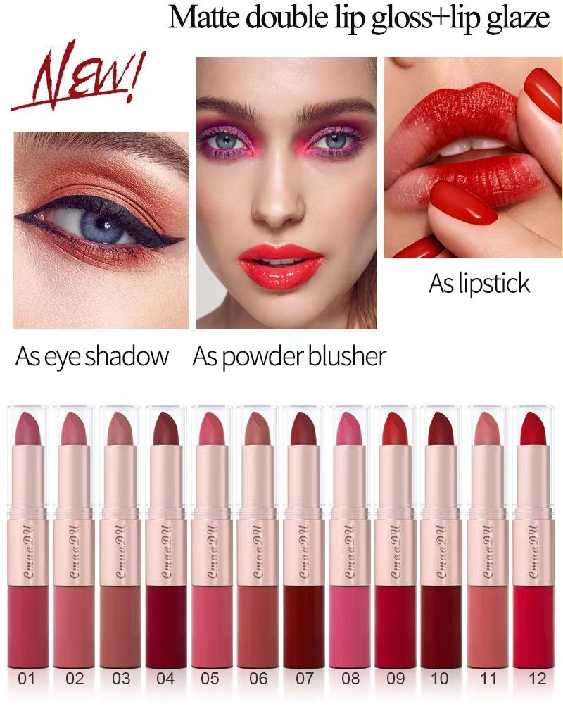 CmaaDu  Matte lipstick&Matt lip gloss  Double headed Makeup Matte Lips Cosmetic Long Lasting Velvet Liquid Lipstick   Sexy Lip 
