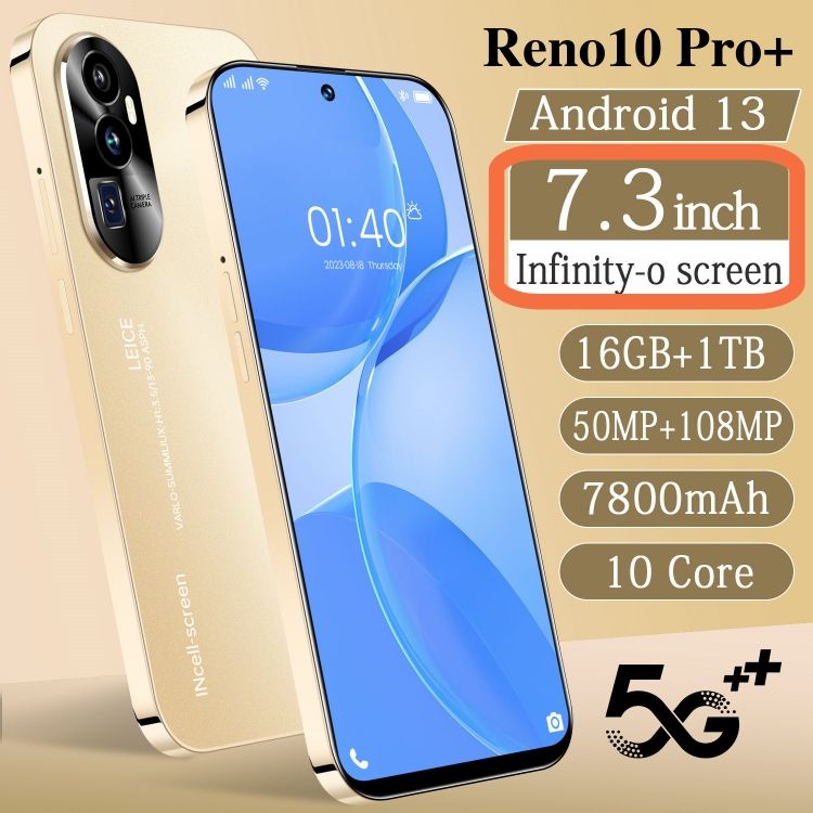 7.3 inch Reno10Pro phone 2+16 high-definition large screen GPS navigation high-quality Android smartphone CRRSHOP 16GB + 1TB 7800 mAh front 50MP back 108MP android 13 new fashion trend smart phone