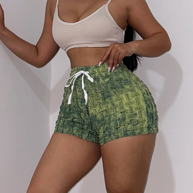 YY23115DG Women's High Waist Drawstring Skinny Denim Shorts Casual Shorts