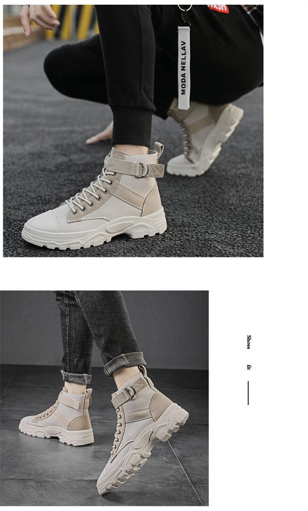 2025 New men's high-top canvas Dr. Martens boots, winter Korean style trendy casual workwear boots, men's trendy shoes