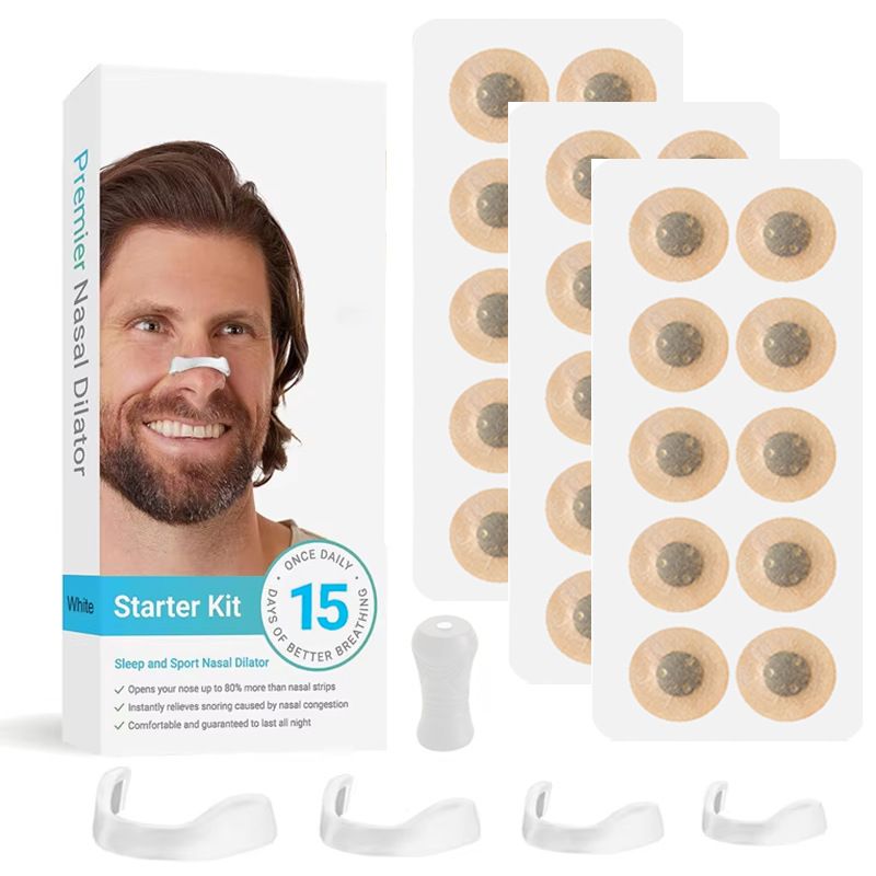 Magnetic nasal ventilating strips, nasal clips, nasal straps, intake breathing expanders15 pairs of white round set