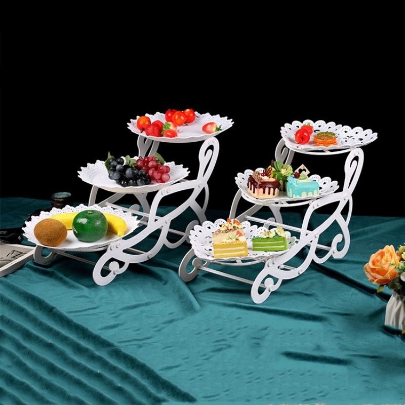 Third floor wedding dessert table, display shelf for ornaments, birthday cake shelf, Dim sum shelf Three layer storage rack