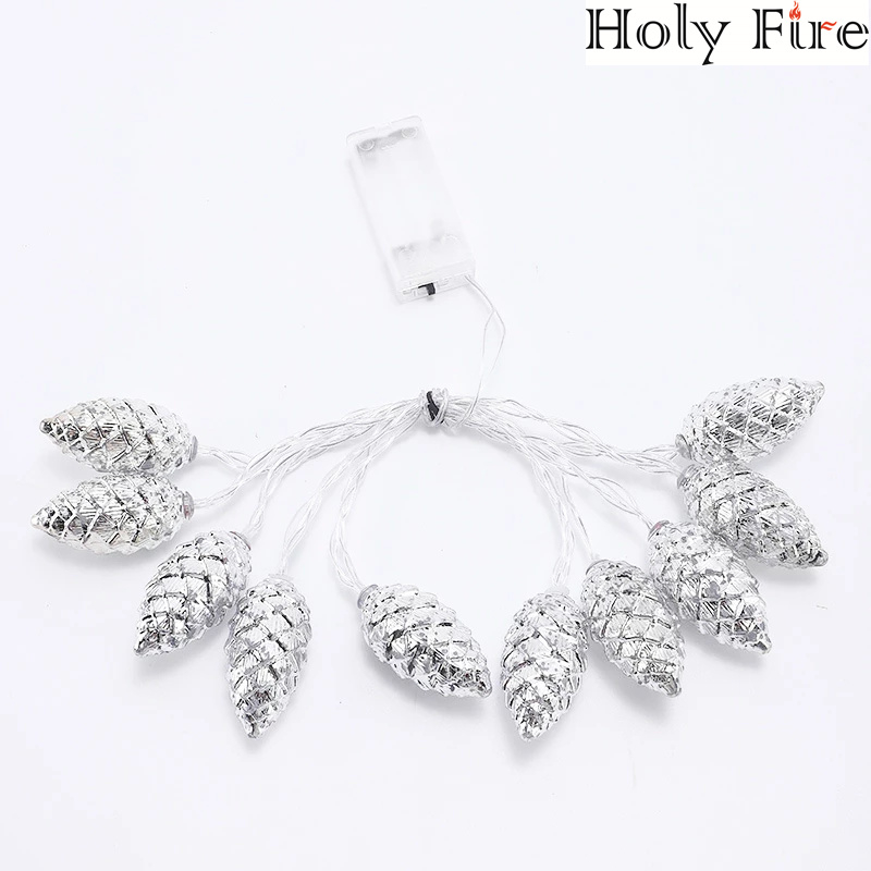Holy Fire 1.5M 10 Led Pine Cone Fairy Lights Christmas Decoration 2023 Festoon Tree Decor Christmas Lights New Year's 