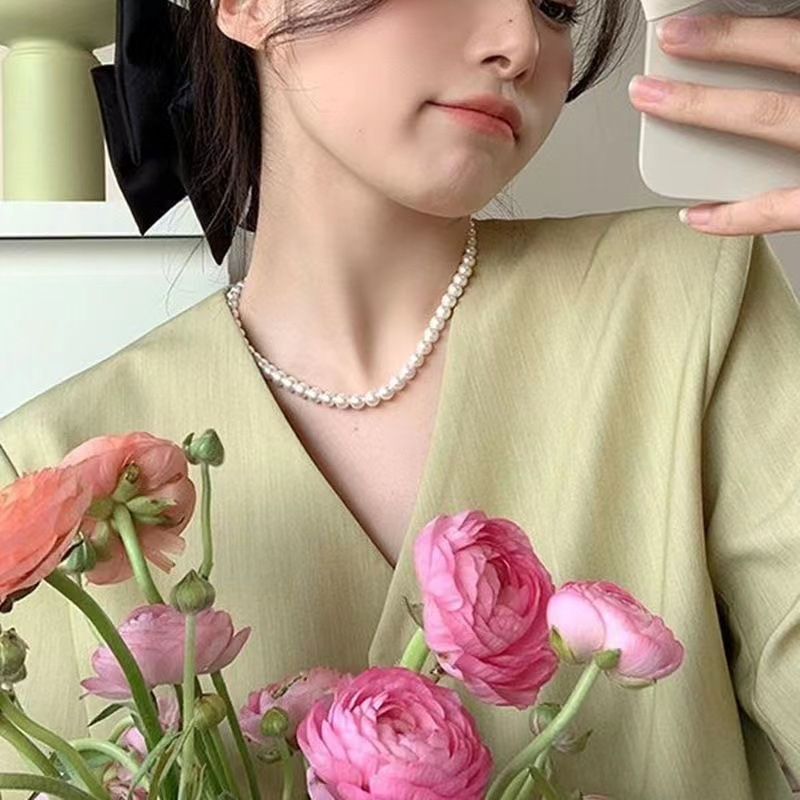 ali-6454962626 Women's Fashion Pearl Necklace Simple Beaded Necklace