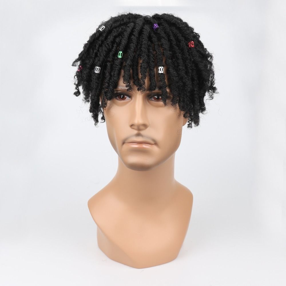 TopKiss High Temperature Resistant Curly Hair Wig for Men with Dirty Braids and Twisted Pieces Local