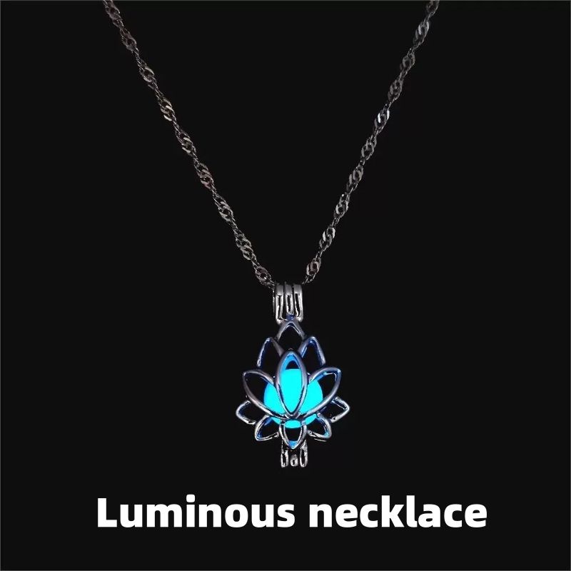 Lotus luminous pendant necklace CRRSHOP Nighttime luminous necklace jewelry free shipping