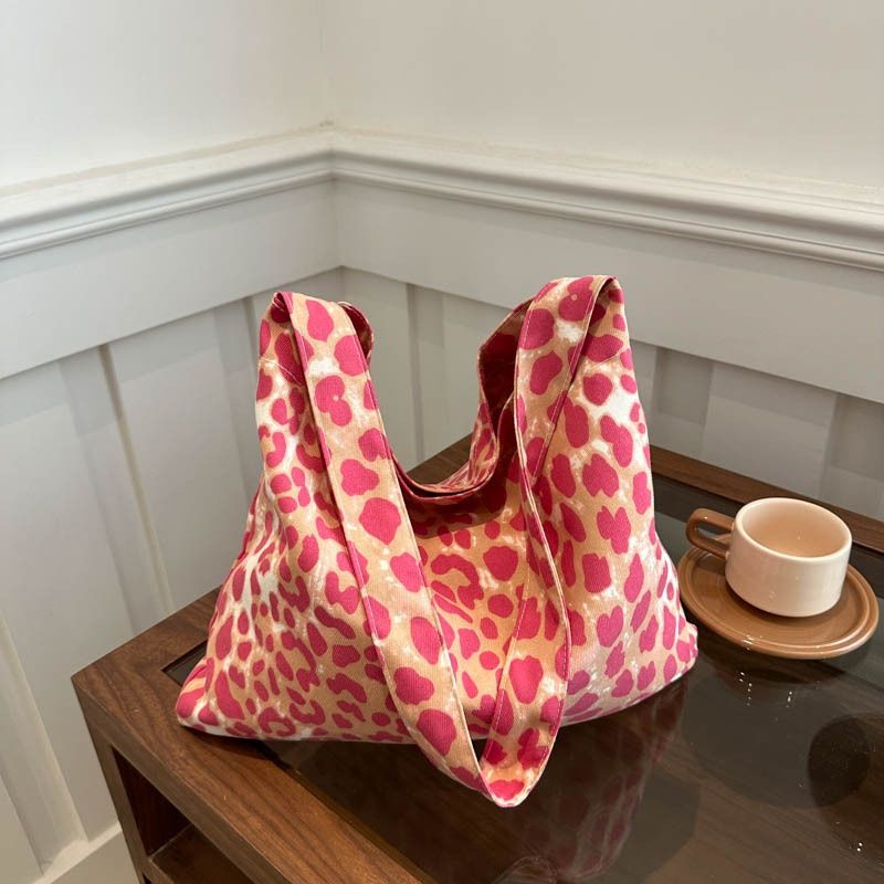 New Leopard Print Canvas Bag, Fashion Large Capacity Tote Bag, Casual Handbag Shoulder Bag for Women