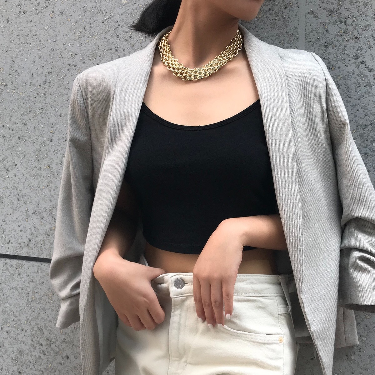 2688 Women's Retro Simple Clothing Gold Sweater Chain Exaggerated Chunky Chain Necklace
