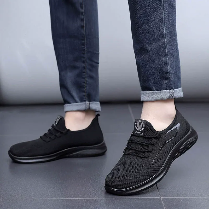 Men's Breathable Mesh Casual Sneakers, Lightweight Non-slip Sports Shoes, Comfortable Running Walking Shoes, Black/Gray/Blue, EU 39-46