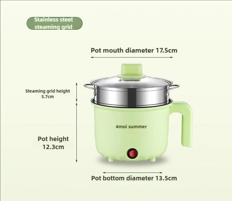 XIAXIN multifunctional electric cooking pot with steamer, portable cookware,stew,boil,saute,fry,steam,1.8L
