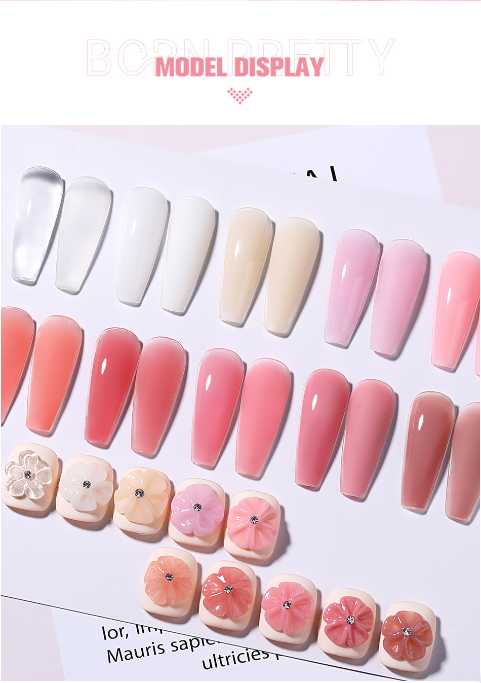 56021 BORN PRETTY 15ML Non Stick Hand Solid Extension Nail Gel Clear Nude Pink Extension Gel Rhinestone Glue Gel Easy to Operate