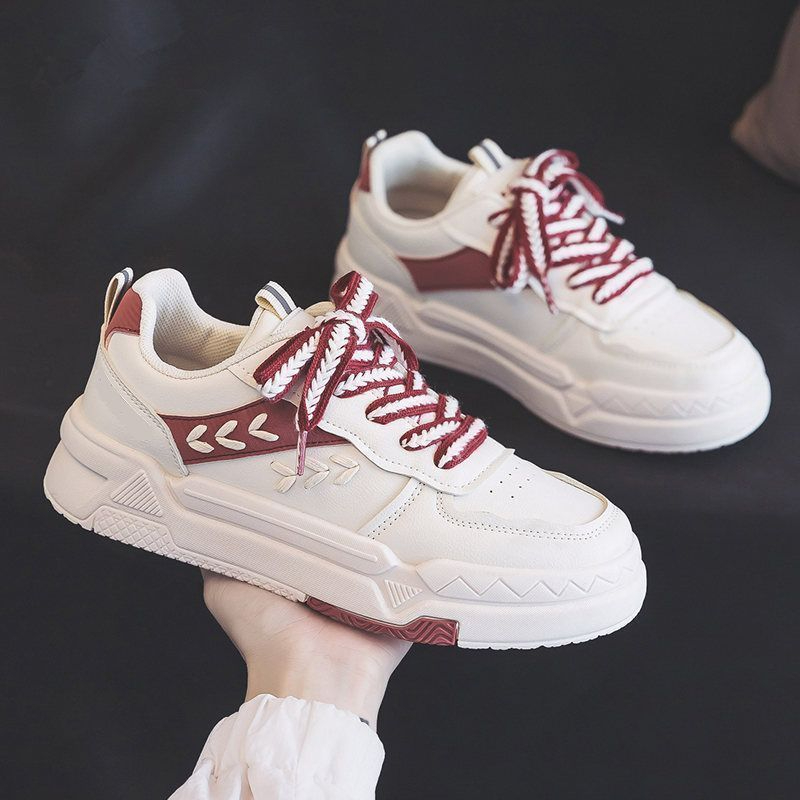 Women's Spring and Autumn New Versatile Wheat Spike Board Shoes Lace Up Low-Top Casual Shoes