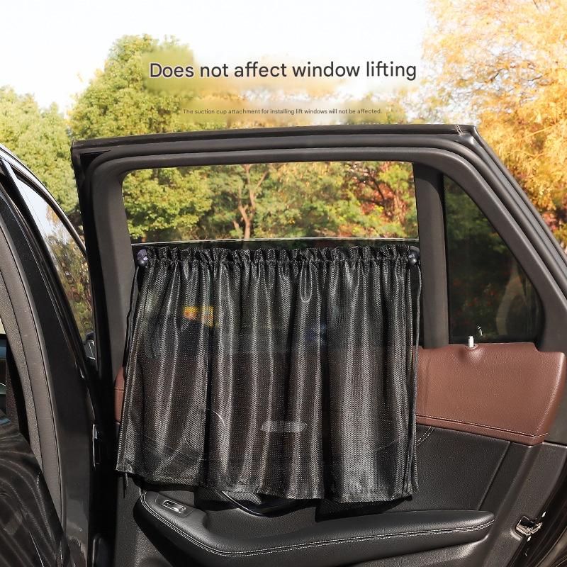 Car Window Sun Shade Curtain Summer Mesh Suction Cup Side Window Shading Cover Car Interior Sunscreen Heat Insulation Privacy Curtain

