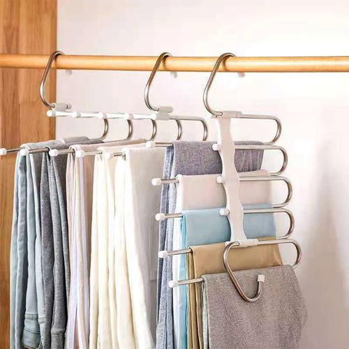 Stainless Steel Retractable Trouser Rack Folding Multi-layer Hanger