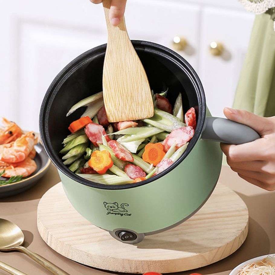 Electric Hot Pot Mini Non-stick Pot Fry Pan Electric Cooker with Plastic Steamer Dormitory Student Noodle Pot Home Electric Steamer Double-layers Egg Cooker Multi-functional Pot for Cooking Soup Rice Porridge Stewpot Kitchen Small Appliance