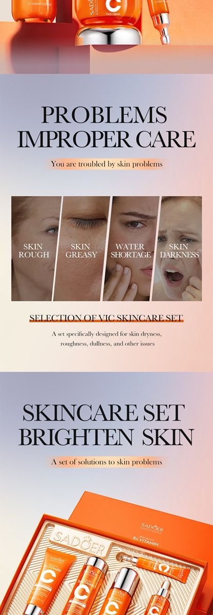 SADOER Five Dimensional C Whitening and Brightening Skincare Gift Box Skincare Set Box Cross border Foreign Trade