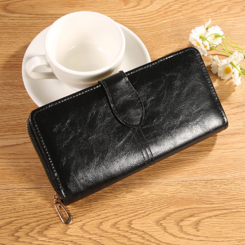 Women Premium Genuine Leather Long Wallet, Elegant Large Capacity Card Holder, Multi-slot Purse Clutch Bag, Portable Hand Wristlet Phone Bag for Daily Travel
