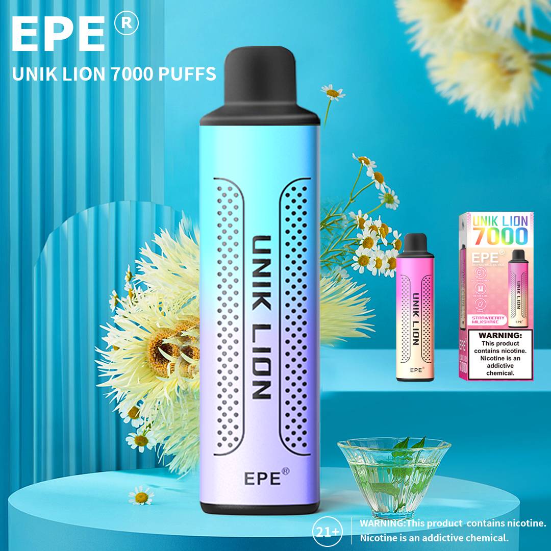 E-cigarette supplier Price Original EPE Unik Lion 7000puffs Disposable Vape Pen EPE Unik Ultra Electronic Cigarette Type C  in Stock! ! ! EPE Unik Vape 1200 5000 5500 6000 Rechargeable Pen Hookah 5500 Puffs Pod Device Disposable Vapes 5500puffs EPE Unik Ultra Disposable Vape 550mAh EPE Unik Ultra Rechargeable with Type C 
2%&5% EPE Unik Ultra Disposable Vape  EPE Unik Ultra Disposable Vape 5500 Puffs is an ultra-compact easy-to-carry disposable device with pre-filled salt  nicotine e-liquid. Sufficient liq volume is at the leading level of disposable pre-installed pods equipment,  no need to worry about running out immediately,  long use period.Sufficient power to provide a long time. uses a built-in 550mAh battery. It will simplify operation and  extend battery life.Sufficient battery power to provide a long time vape.
