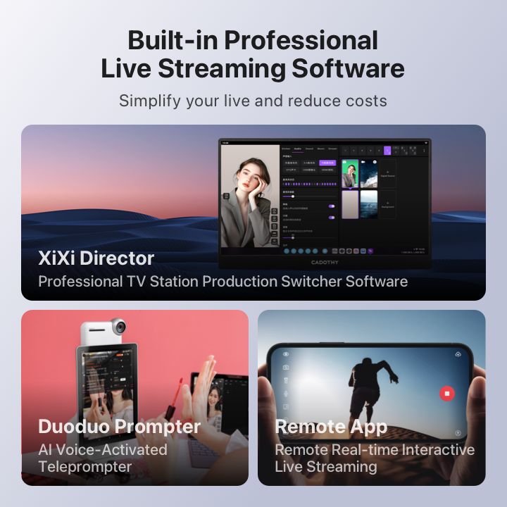 Professional All-In-One Broadcasting System 8" High-Fidelity Audio, Rapid Setup & Flexible Connectivity Live Streaming Setup for TikTok Facebook Shopee 
