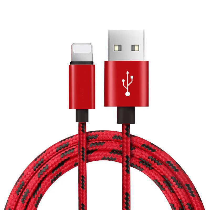 Nylon USB To iPhone Cord - 1m - Red