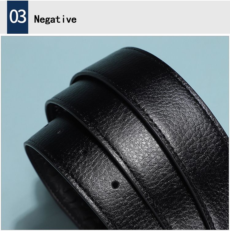 Men's Fashion Business Alloy Smooth Buckle Belt Casual Youth Genuine Leather Belt
