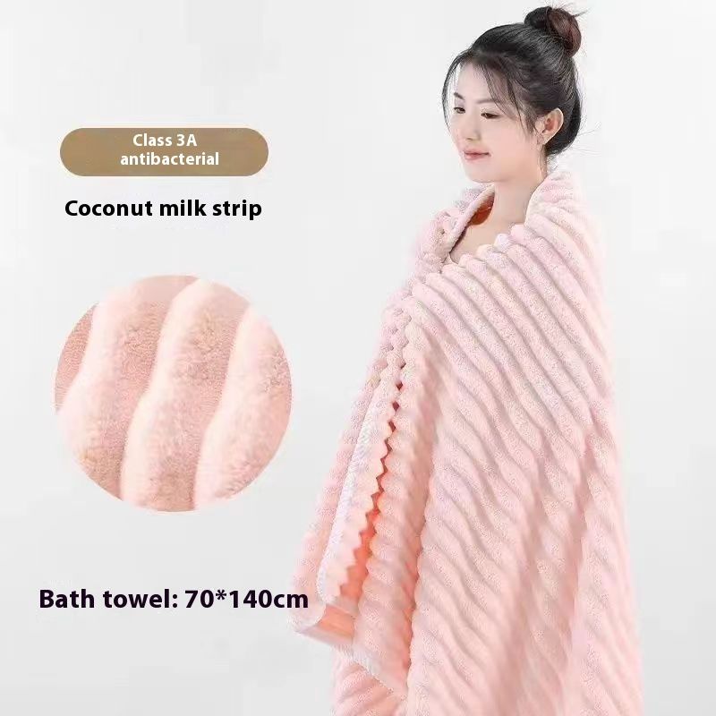 Extra Large Bath Towels 70 x 140 CM,30 x 60 CM, Coral Fleece, Larger & Lighter Weight, Quicker to Dry, Super Soft and Absorbent, Perfect for Bathroom, Pink