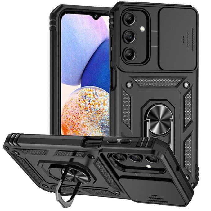 Galaxy A15 Case, Heavy Duty Case With Ring Kickstand And Sliding Camera Cover For Samsung Galaxy A15