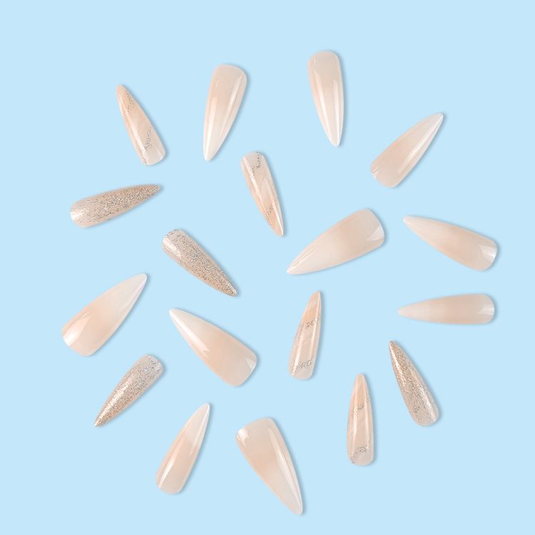 Women Make Up Fake Nail Long Style Pink Color 