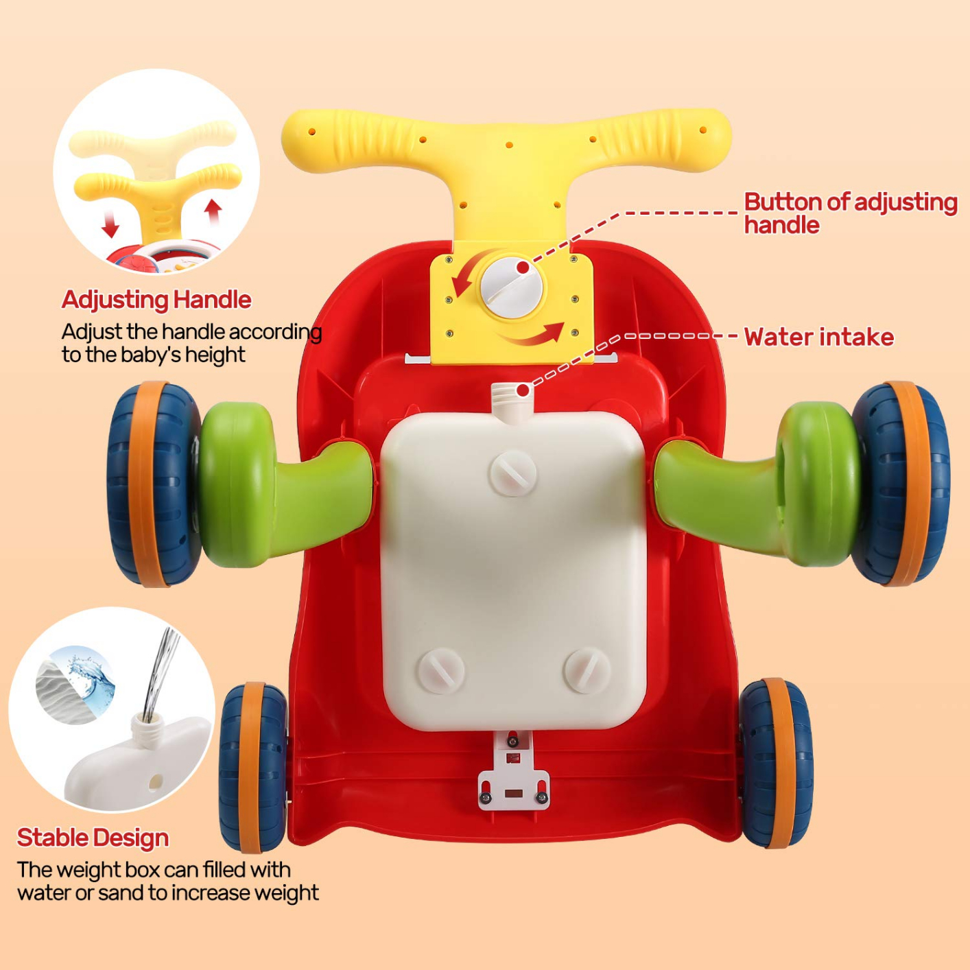 Baby Walker Toy Baby Multi-function Baby Stroller Anti-rollover Can Increase Weight Newborn Learning To Walk Toy Baby Walker