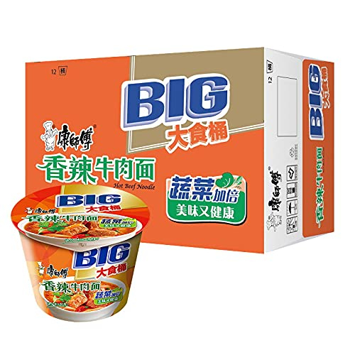 Master Kong Instant Noodles Big Food Bucket Spicy Noodles 12 Buckets 