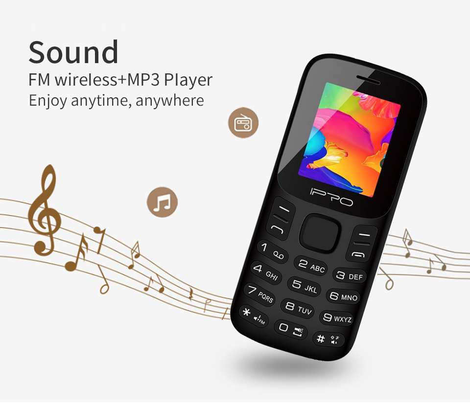 IPRO A20 2G Feature Phone 1400mAh Large Battery FM MP3 Music Playing 0.08MP Camera with Flashlight Torch French English Language 32MB GSM Celular Mobile Phones 