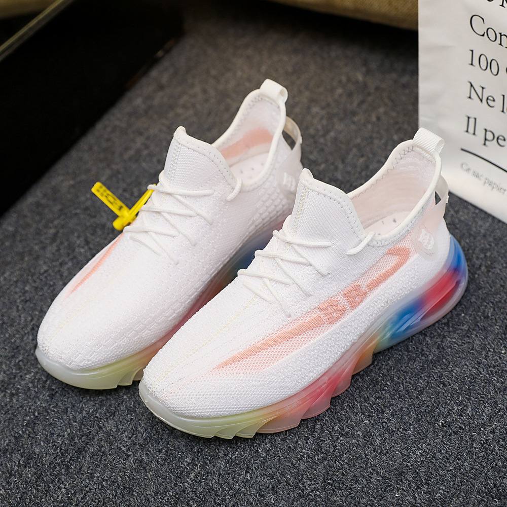 New women's shoes fashion trend 2024 Summer Jelly sole sneakers Comfortable flying fabric breathable casual shoes ZM-CH