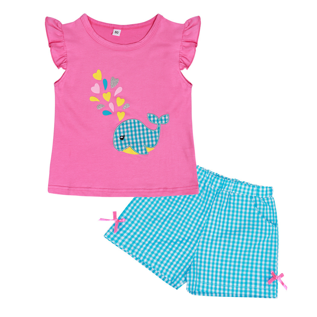 toddler girl baby whale ying costume top and shorts clothing set