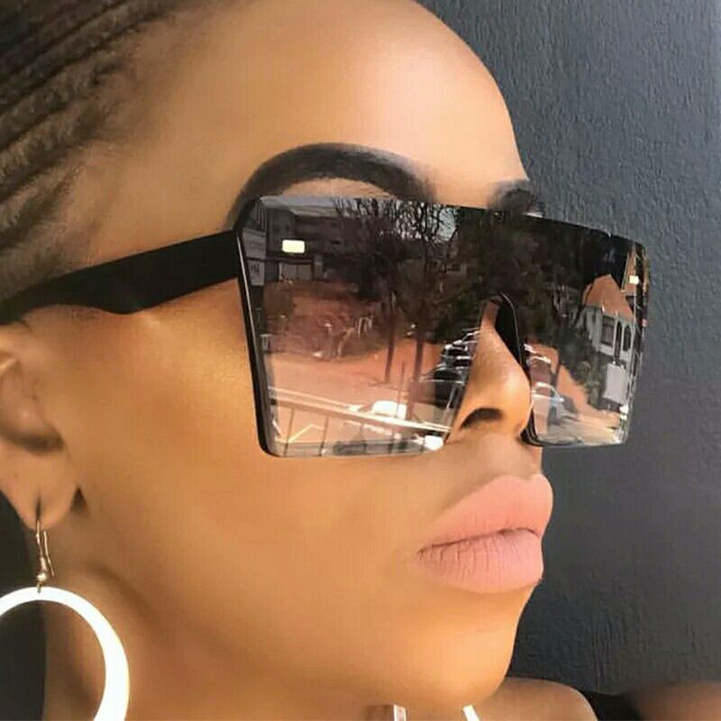 18038 Women's New One-Piece Large Square Frame Sunglasses UV Blocking Sunglasses