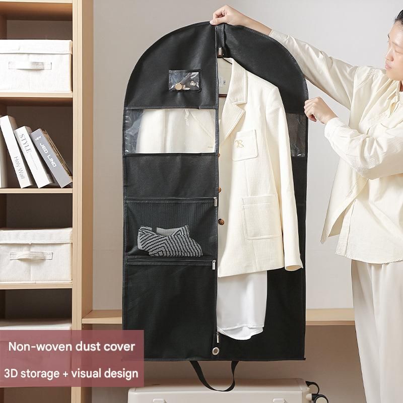 Household Thick Non-woven Clothes Dust Cover, Hanging Down Jacket Storage Bag, Wardrobe Garment Dust Bag for Dress & Formal Wear
