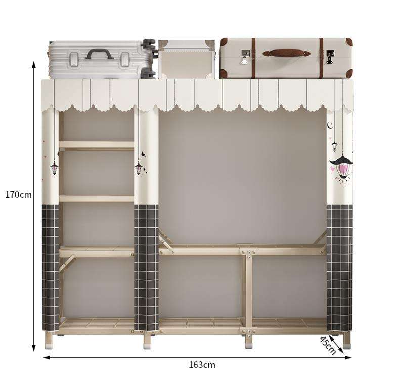 Portable Closet Wardrobe Closet for Hanging Clothes with 6 Storage Shelves, 1 Hanging Rod and 4 Pockets, Free Standing Closet Clothes Organizer for Bedroom, Sturdy and Easy Assemble