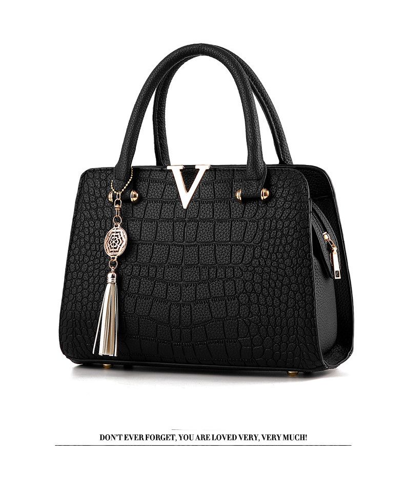 Crocodile leather women's bag V letter designer women's handbag