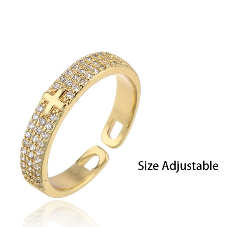 Jesus Cross Ring unisex gold Open Ring holiday gift men women jesus ring CRRSHOP male female Adjustable opening ring gifts