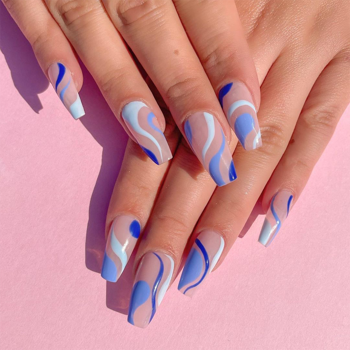 JP1191 24 Pcs Glossy Press on Nails, Medium Stiletto Fake Nails, False Nails for Women and Girls