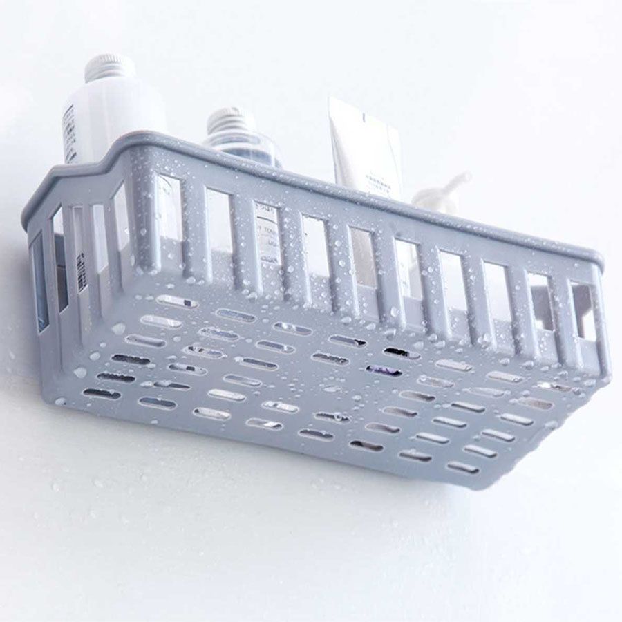 Non-Marking Plastic Wall-Mounted Storage Basket, Toilet Storage Rack,Kitchen Storage Rack,Kitchen Organizer No-hole bathroom shelves kitchen plastic wall mounted toilet restroom organizer corner shelf 19.5cm*12cm*7.5cm
