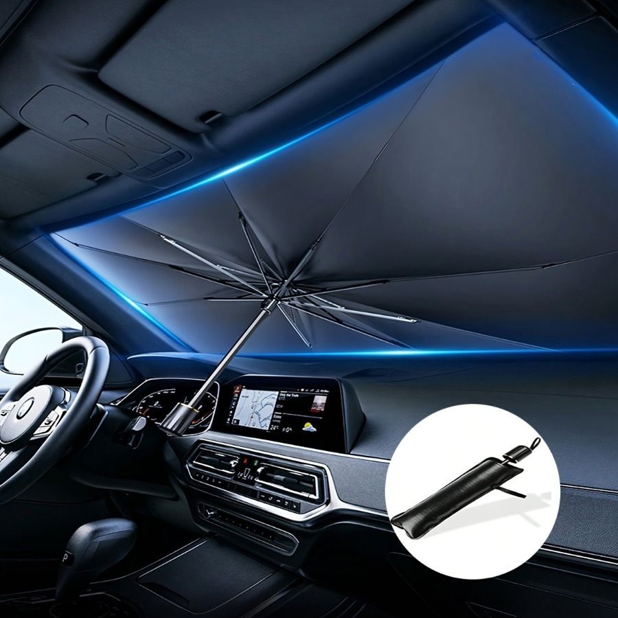 Car Windshield Sun Shade Umbrella, Heat Insulation Sun Visor Cover, Anti-UV Light Blocking Front Window Sun Shield for Auto
