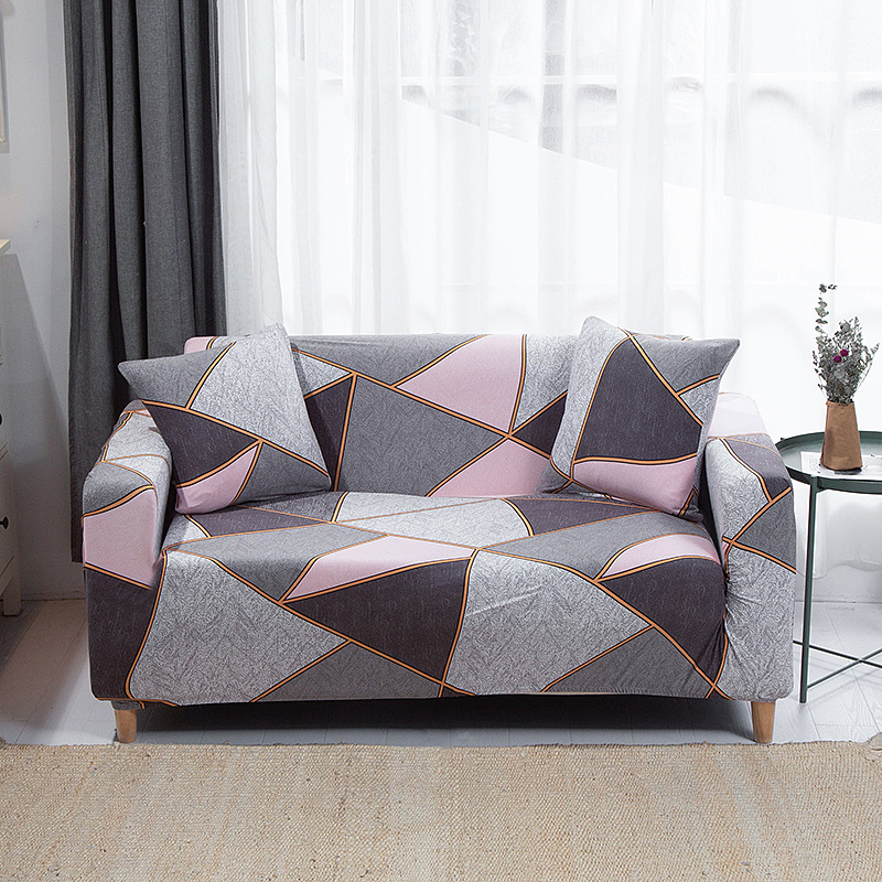 Pink Geometry Printed Sofa Cover Stretch Couch Covers Sofa Slipcovers for Armchair Loveseat 2-4 Cushion Couch