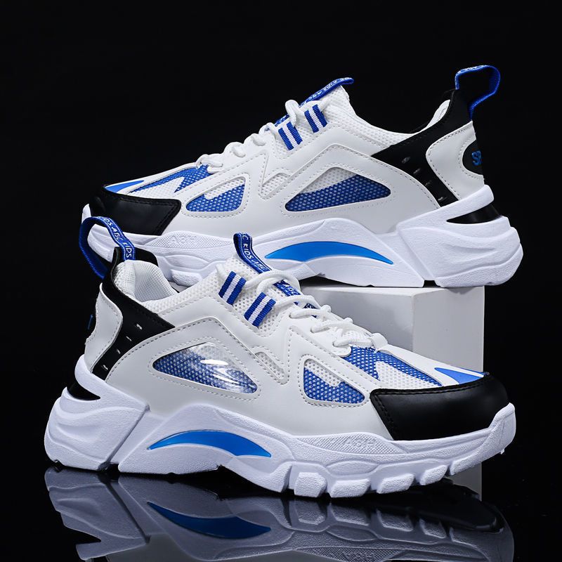 Soft bottom daddy shoes men 2024 new Korean version of low-top lace-up student running shoes mesh breathable sneakers D-188